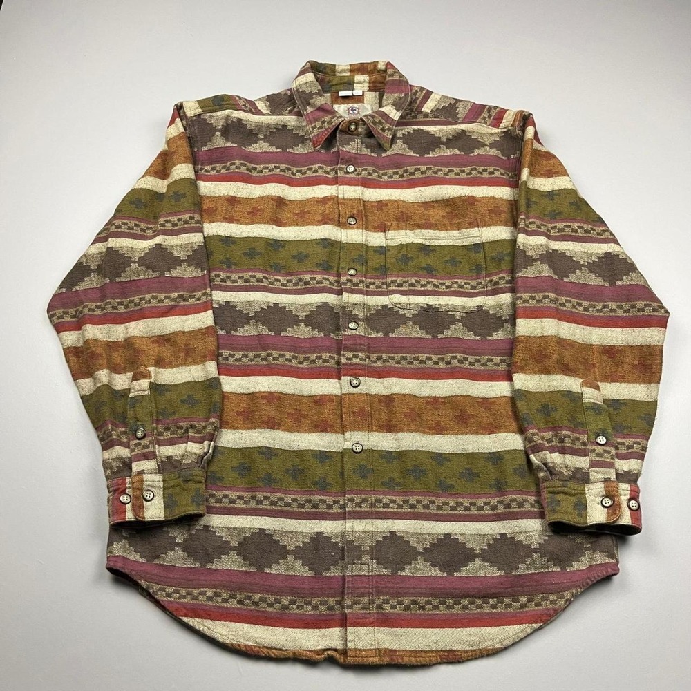 VTG The Territory Ahead Button Down Mens XXL Multi Southwestern Flannel Shirt